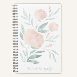  pioen floral gepersonaliseerd notitieboek