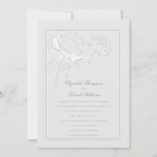 Pioen formele moderne klassieke elegante ivoren br kaart (Voorkant)