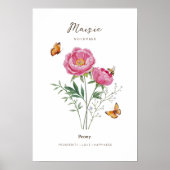Pioen Geboortemaand Bloem Poster (Voorkant)