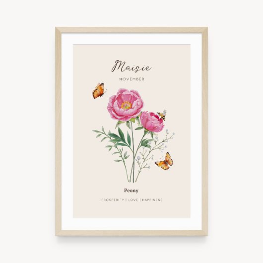 Pioen Geboortemaand Bloem Poster