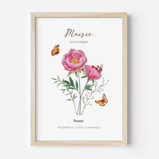 Pioen Geboortemaand Bloem Poster
