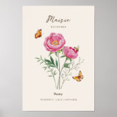 Pioen Geboortemaand Bloem Poster (Voorkant)