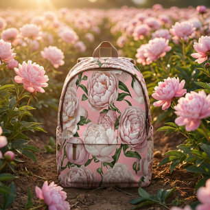 Pioen Genade Elegante Bloemkunst Bedrukte Rugzak