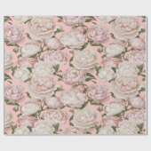 Pioen Genade Elegante Bloemkunst Cadeaupapier (Vlak)