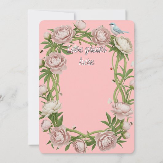 Pioen Genade Elegante Bloemkunst Kaart (Voorkant)