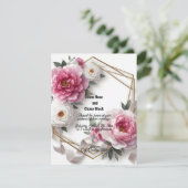 Pioen Geometrische krans Bruiloft uitnodiging (Staand voorkant)