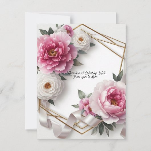 Pioen Geometrische krans Bruiloft uitnodiging (Achterkant)