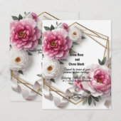 Pioen Geometrische krans Bruiloft uitnodiging (Voorkant / Achterkant)