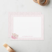  pioen gepersonaliseerde briefpapier notitiekaartje (Voorkant / Achterkant in situ)