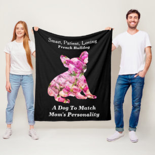 Pioen gevulde Franse Bulldog Persoonlijkheidskenme Fleece Deken