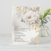 Pioen Goud Grijs Zwart Verlovingsfeest Kaart (Staand voorkant)