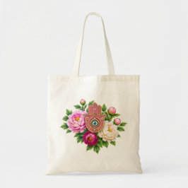 Pioen Hamsa Hand Evil Eye Boeket Tote Bag