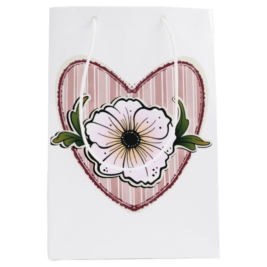 Pioen Hart Medium Cadeauzakje (Voorkant)