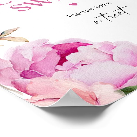 Pioen helder roze Liefde is zoet neem een traktati Poster (Hoek)