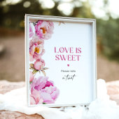 Pioen helder roze Liefde is zoet neem een traktati Poster