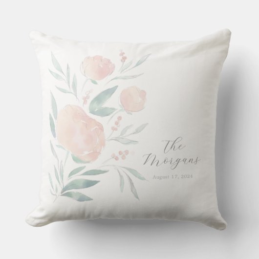  pioen housewarming of pasgetrouwd cadeau kussen (Voorkant)