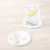  pioen housewarming of pasgetrouwd cadeau zandsteen onderzetter (Zijkant)