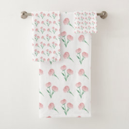 Pioen in roze handdoek, preppy universiteit of dou bad handdoek