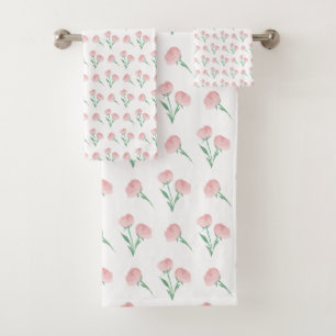 Pioen in roze handdoek, preppy universiteit of dou bad handdoek