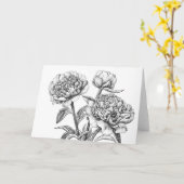 Pioen inkt tekening kaart (Gele Bloem)