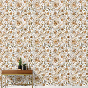 Pioen ivoor beige naadloze patroon luxe bloem behang