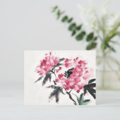 Pioen Japanse minimale kunst schilderij Briefkaart (Staand voorkant)