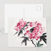 Pioen Japanse minimale kunst schilderij Briefkaart (Voorkant / Achterkant)