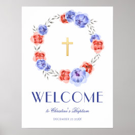Pioen Krans Waterverf Welkom Doop Poster