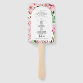 Pioen Magnolia Roze Bloemenboog Trouwprogramma Handwaaier (Achterkant)