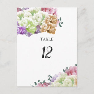 Pioen Meerkleurige Tafel Stoelnummerkaart Briefkaart