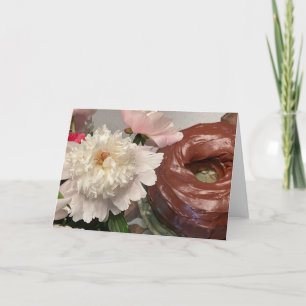 Pioen met Chocolade Cake Kaart