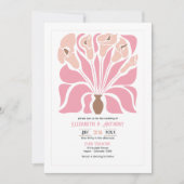 Pioen & Mocha Abstract Bloem Boho Bruiloft Kaart (Voorkant)