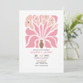 Pioen & Mocha Abstract Bloem Boho Bruiloft Kaart (Staand voorkant)