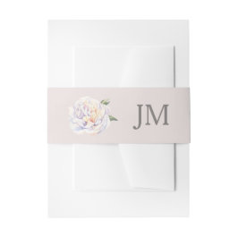 Pioen Monogram Bloemen Mauve Bruiloft Uitnodigingen Wikkel