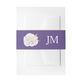 Pioen Monogram Bloemen Violet Paarse Bruiloft Uitnodigingen Wikkel