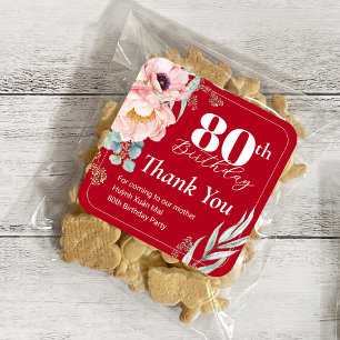 Pioen op Rode Verjaardag Cadeau Labels/Vierkante S Vierkante Sticker