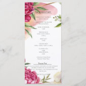Pioen & Orchidee Tuin Bloemrijke Bruiloft Menu (Achterkant)