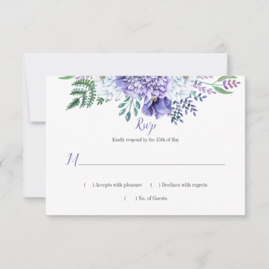 Pioen Passie Bloemen Achtergrond Horizontale RSVP (Voorkant)