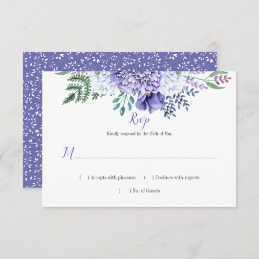 Pioen Passie Bloemen Achtergrond Horizontale RSVP (Voorkant / Achterkant)