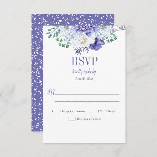 Pioen Passie Bloemen Achtergrond Verticale RSVP (Voorkant / Achterkant)