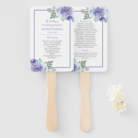 Pioen Passie Bloemen Trouwprogramma Fans Handwaaier (Voorkant en achterkant)