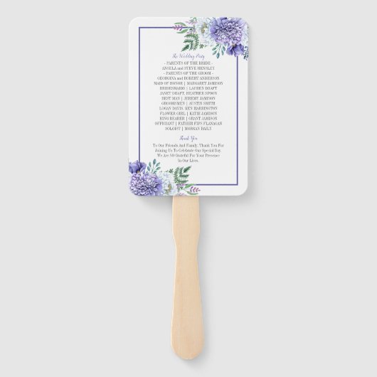 Pioen Passie Bloemen Trouwprogramma Fans Handwaaier (Achterkant)