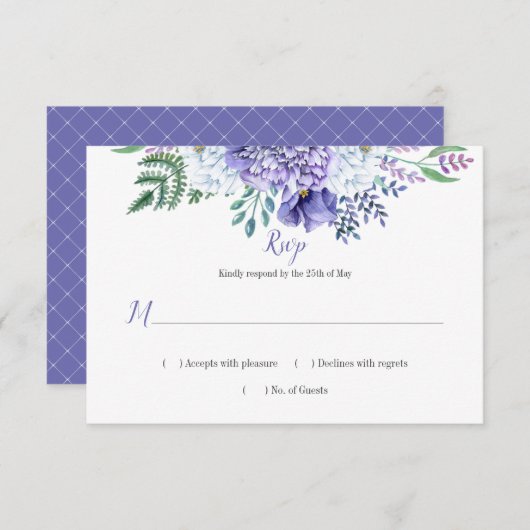 Pioen Passie Lattice Achtergrond Horizontale RSVP (Voorkant / Achterkant)