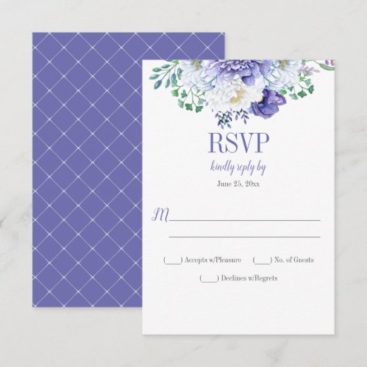 Pioen Passie Lattice Achtergrond Verticale RSVP Kaartje (Voorkant / Achterkant)