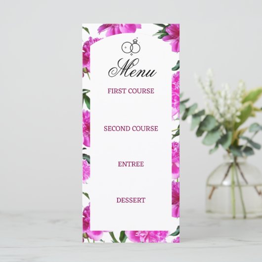 Pioen. Plat Menu (Staand voorkant)