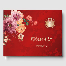 Pioen Rode Chinese bruiloft Gastenboek