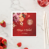 Pioen Rode Chinese Huwelijksdouane Servet (Insitu)