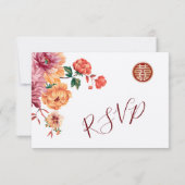 Pioen Rode RSVP Chinese bruiloft (Achterkant)