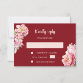 Pioen Rode RSVP Chinese bruiloft Kaart (Voorkant)