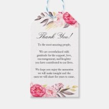 Pioen Romance Bruiloft Gift Labels